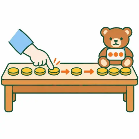 Шаг 3: Считайте монетки, отодвигая по одной